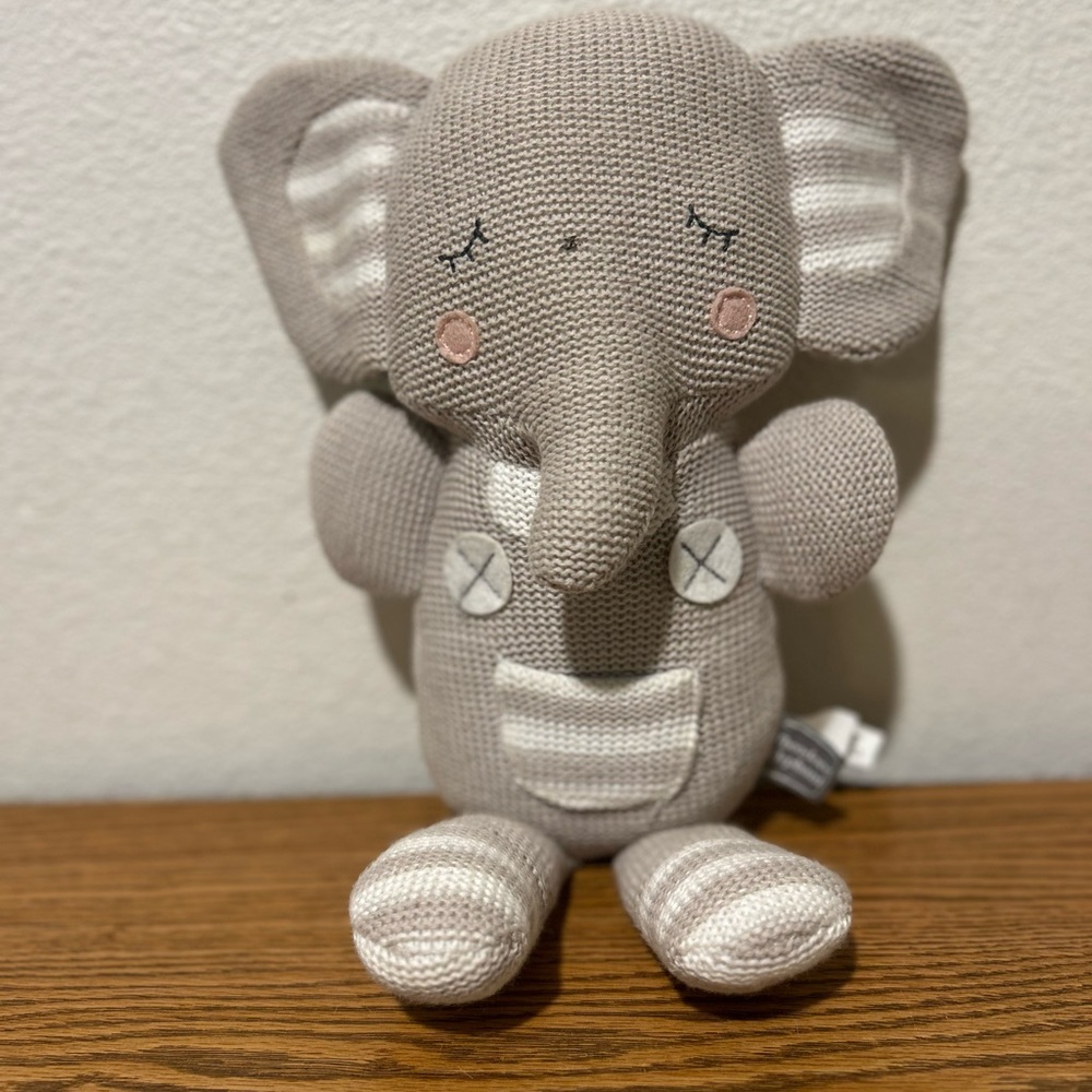 Theodore Elephant Cuddle +Kind Gray and White Stuffed Elephant